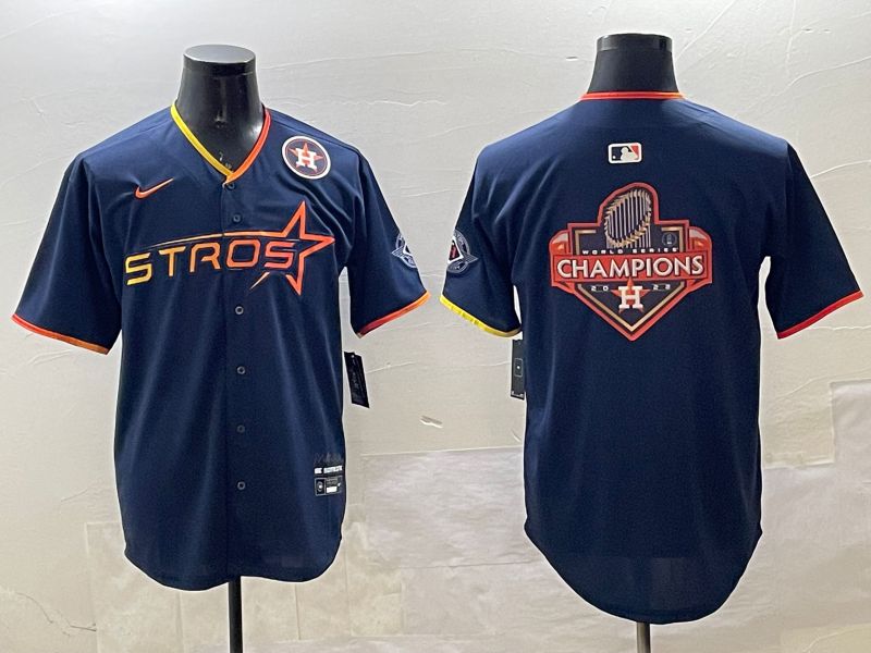 Men Houston Astros Blank Drak Blue Three generations Joint Name 2025 Nike MLB Jersey style 19